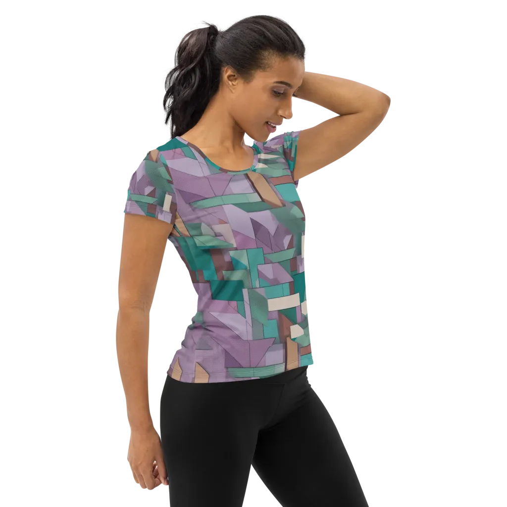 Pastel Circuit on Women's Athletic T-Shirt — Right