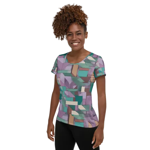 Pastel Circuit on a Women's Athletic T-Shirt