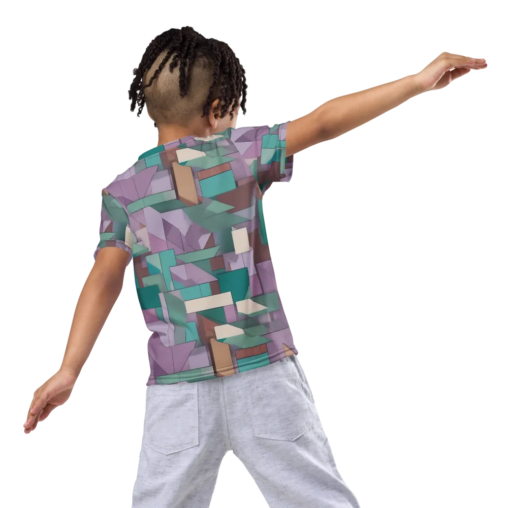 Pastel Circuit on Kids Crew Neck T-Shirt — Back