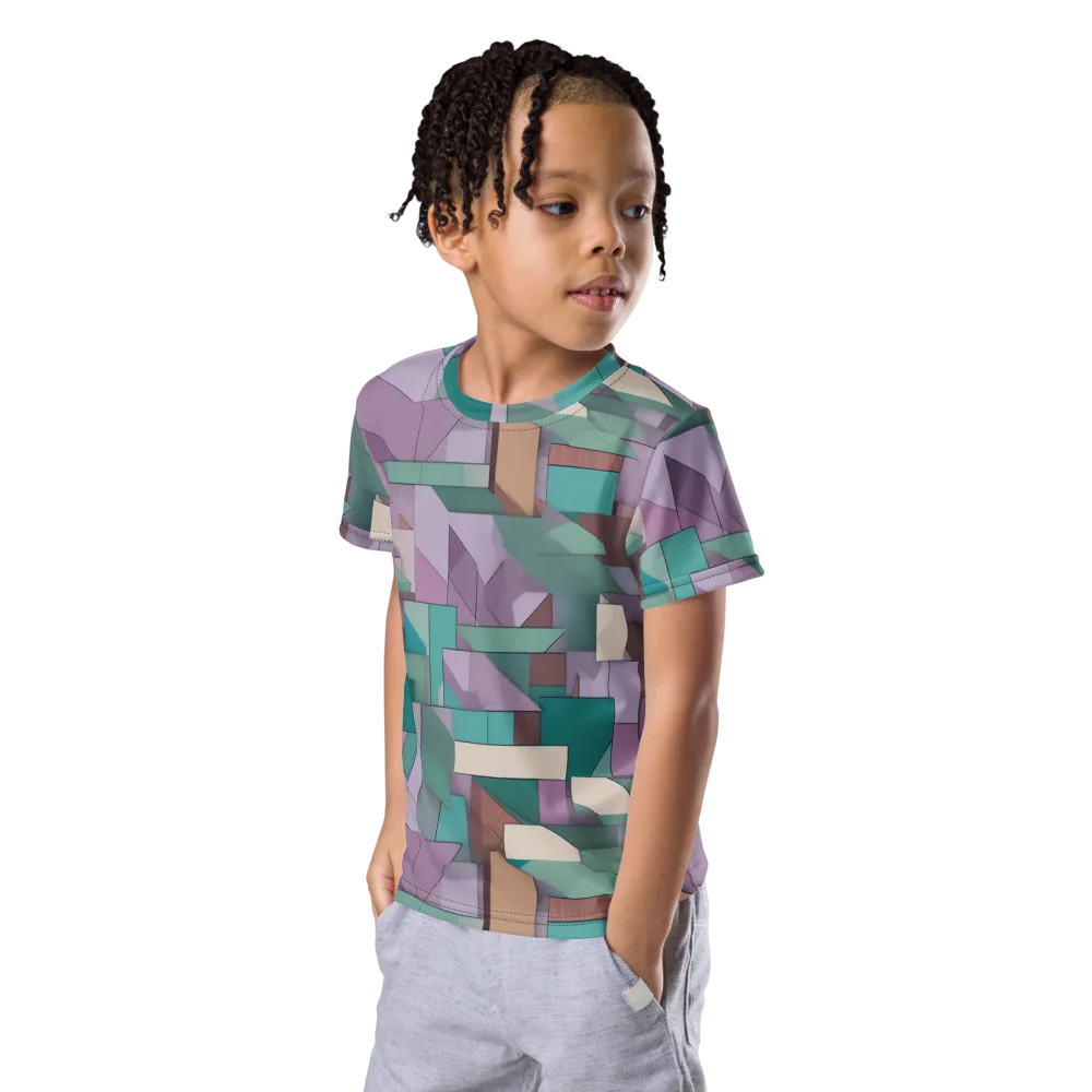 Pastel Circuit on Kids Crew Neck T-Shirt — Left Front