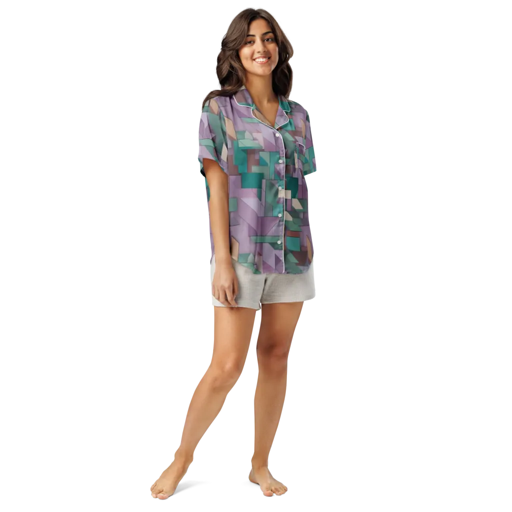 Pastel Circuit on Women's Short Sleeve Pajama Top — Front