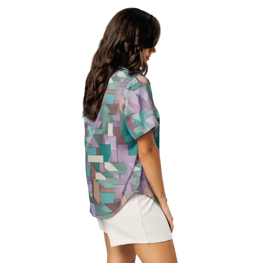 Pastel Circuit on Women's Short Sleeve Pajama Top — Right Back