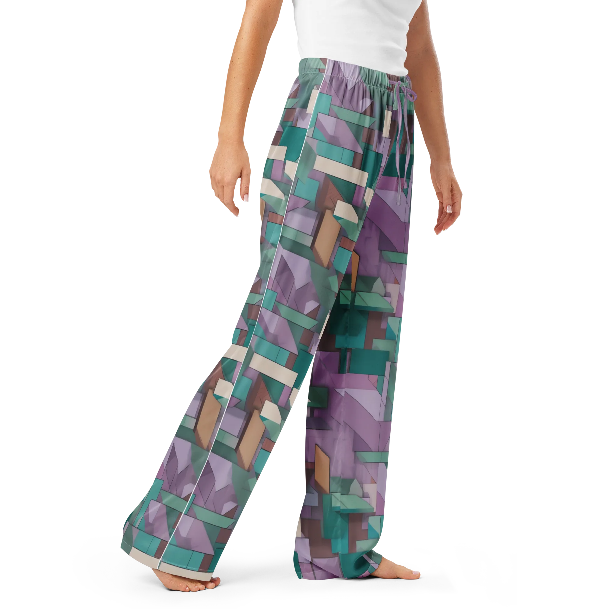 Pastel Circuit on Women's Pajama Pants — Right Front