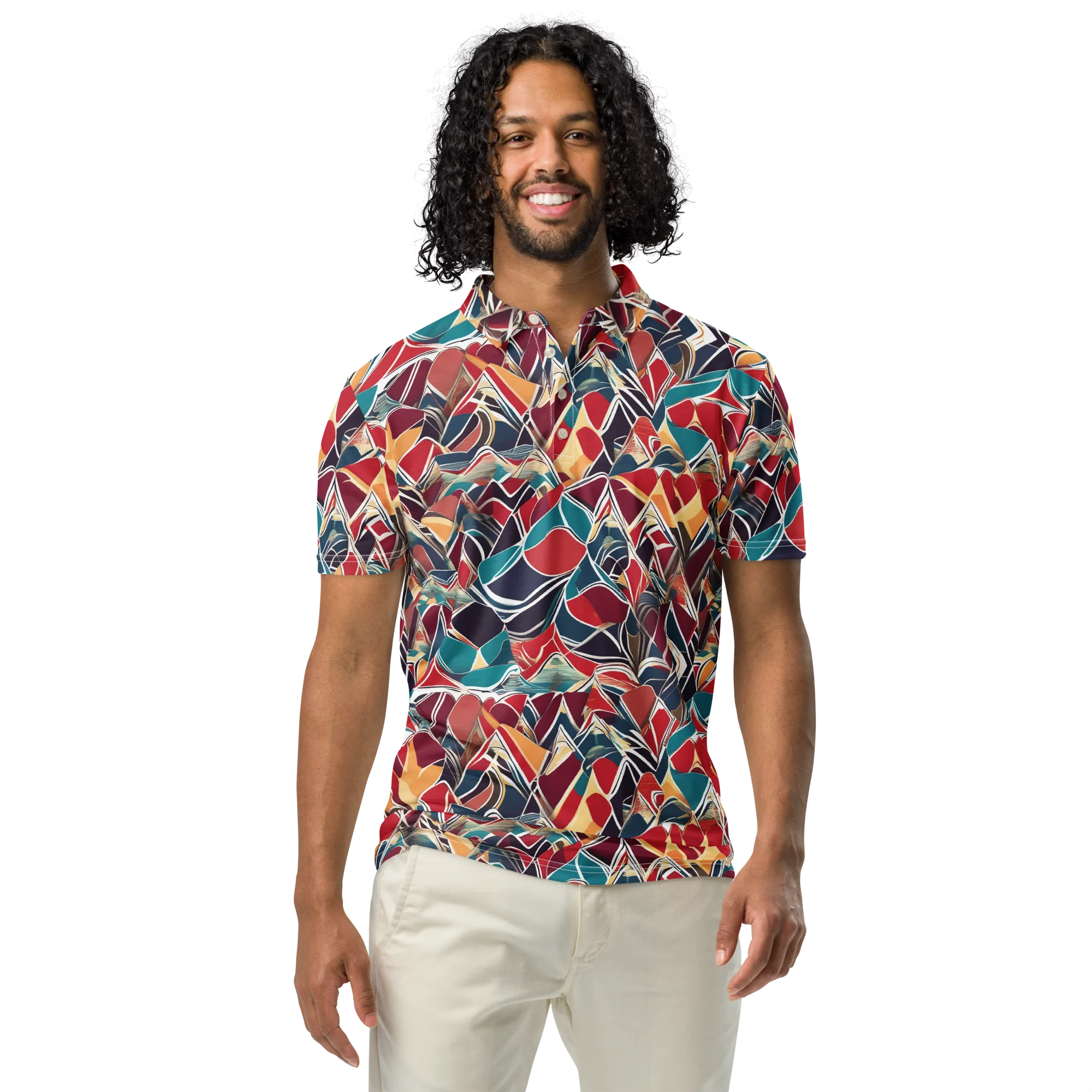 Chromatic Shardwork on Men's Slim Fit Polo Shirt — Front
