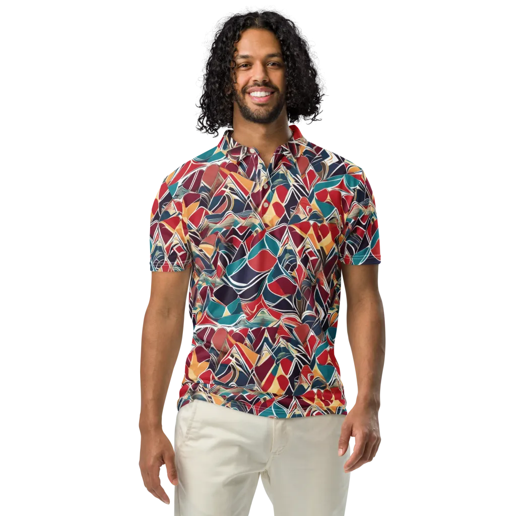 Chromatic Shardwork on Men's Slim Fit Polo Shirt — Front