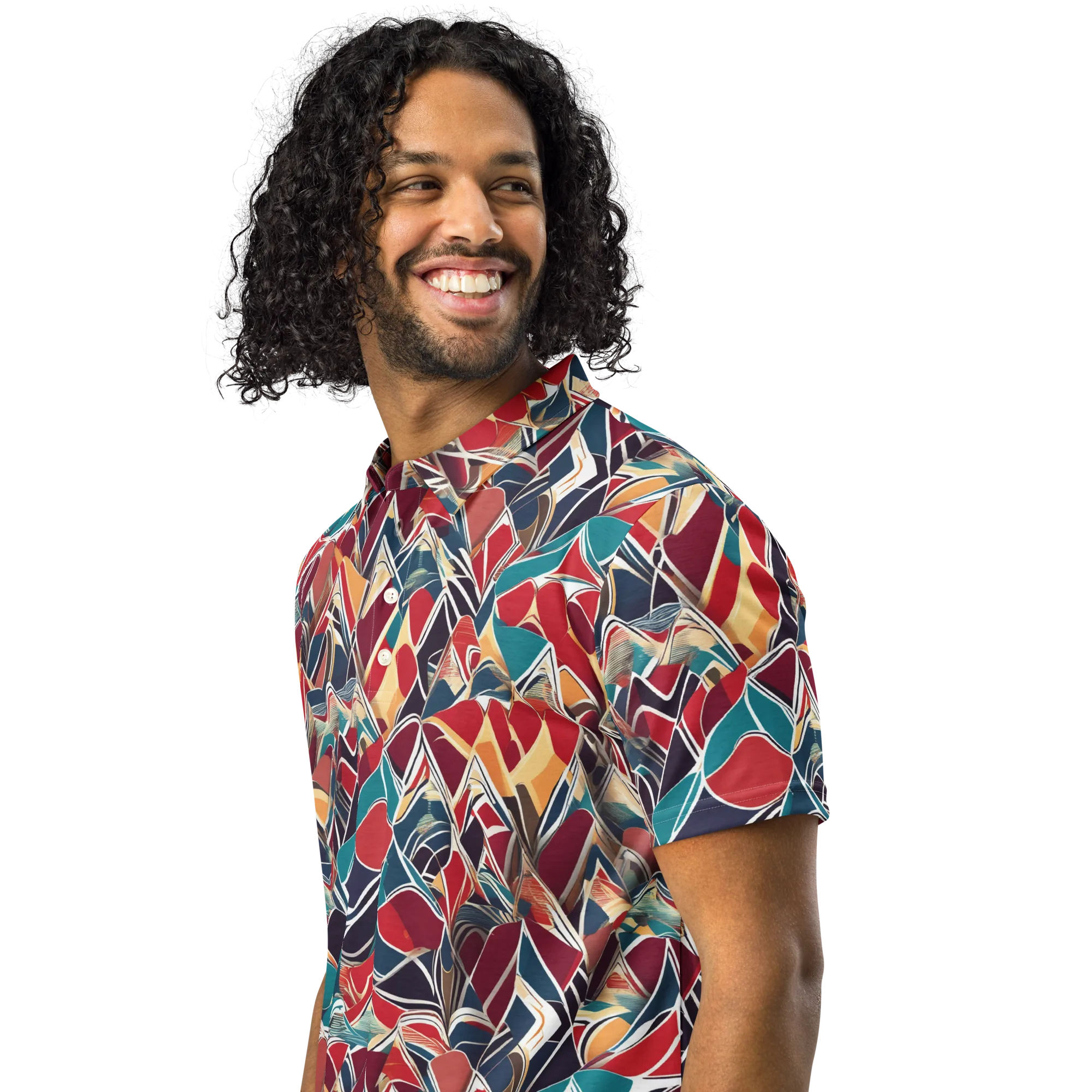 Chromatic Shardwork on Men's Slim Fit Polo Shirt — Left Front