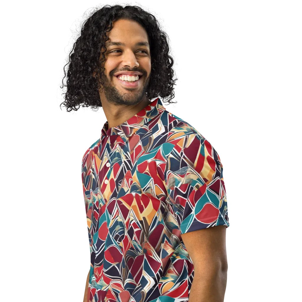 Chromatic Shardwork on Men's Slim Fit Polo Shirt — Left Front
