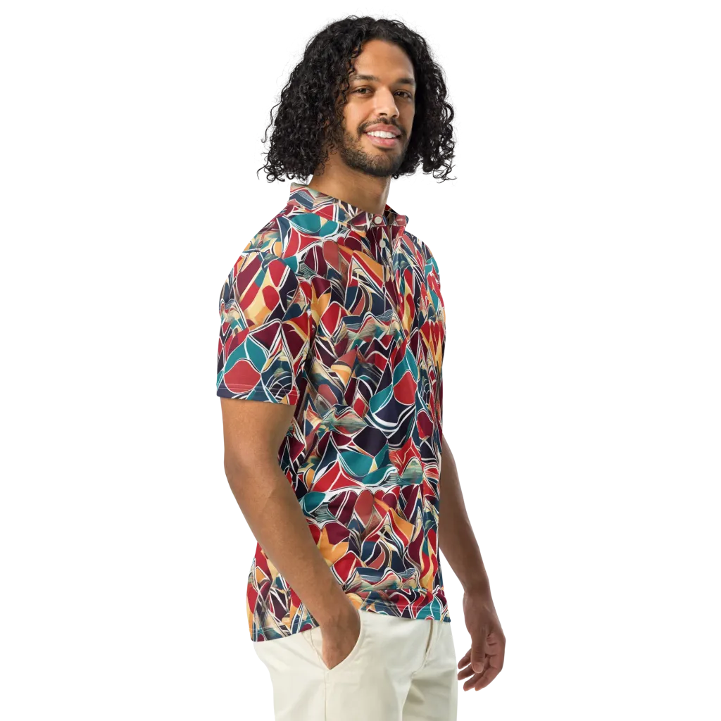 Chromatic Shardwork on Men's Slim Fit Polo Shirt — Right Front