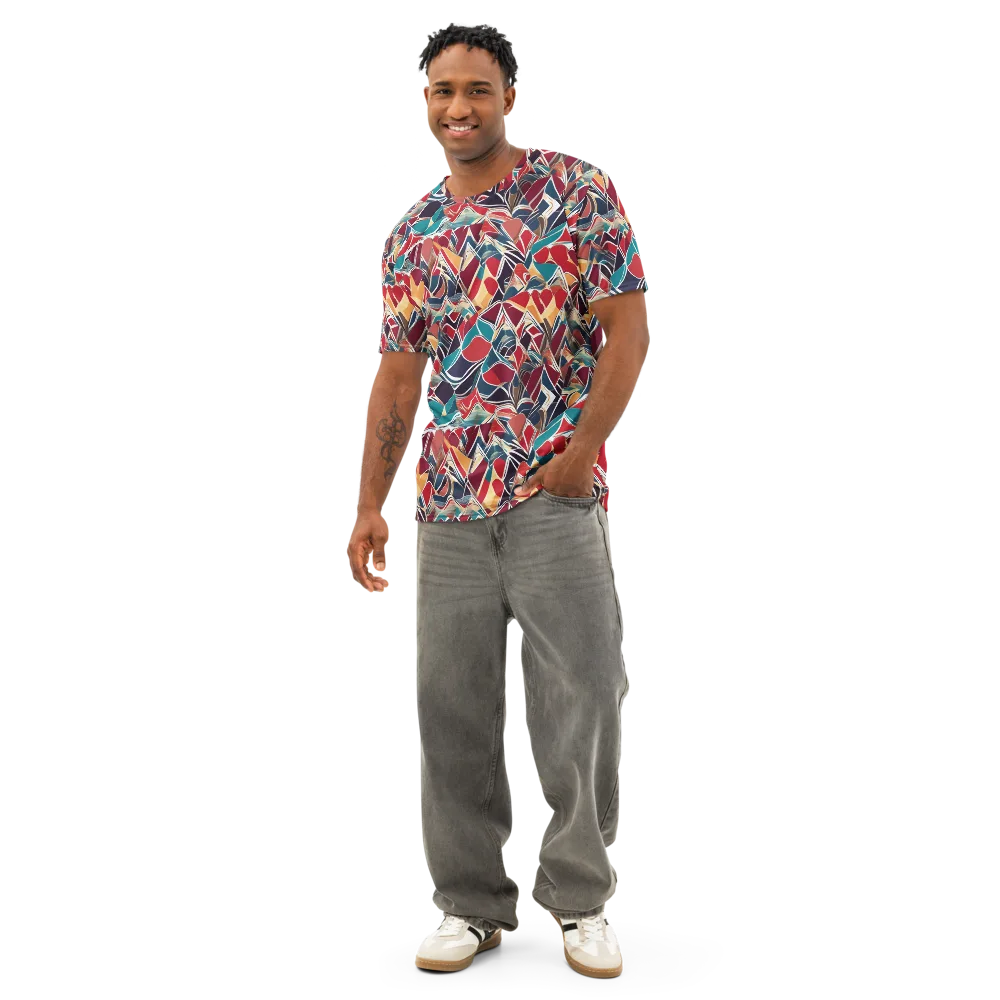 Chromatic Shardwork on Men's Cotton Crew Neck T-Shirt — Front