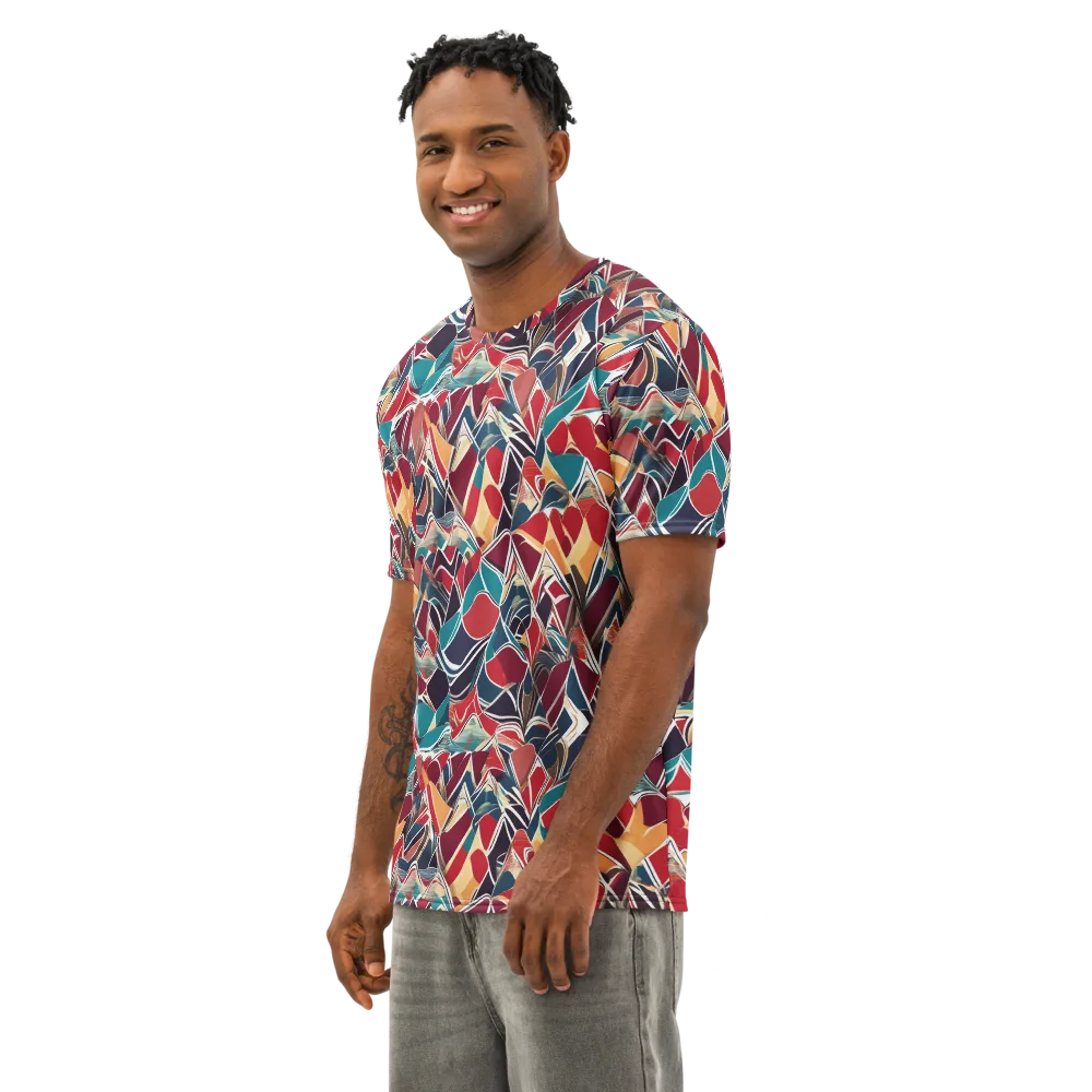 Chromatic Shardwork on Men's Cotton Crew Neck T-Shirt — Left Front