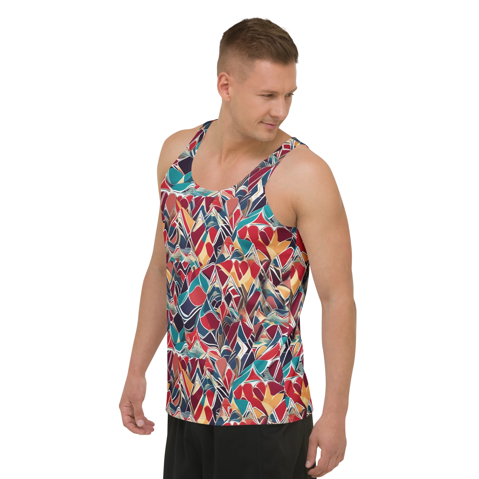 Chromatic Shardwork on Men's Tank Top — Left Front