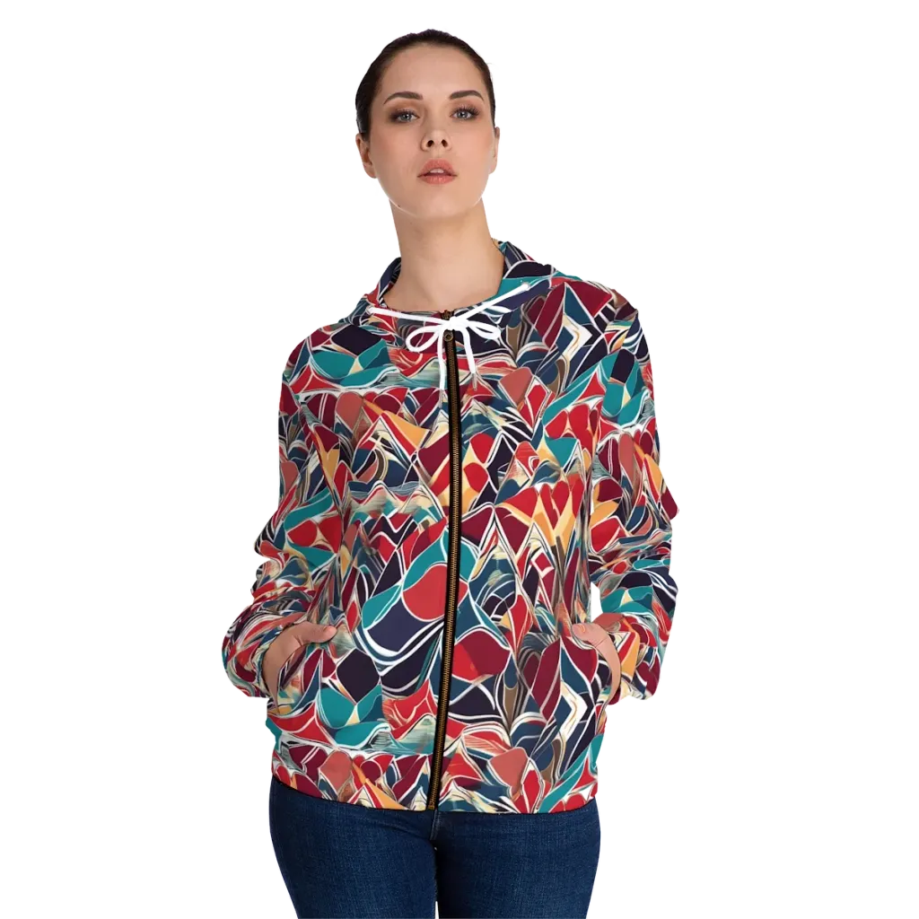 Chromatic Shardwork on Women's Full-Zip Hoodie — Front On Person