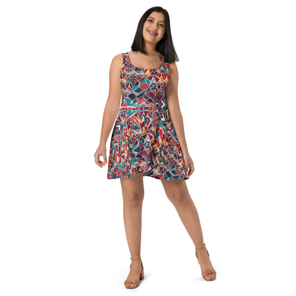 Chromatic Shardwork on Skater Dress — Front