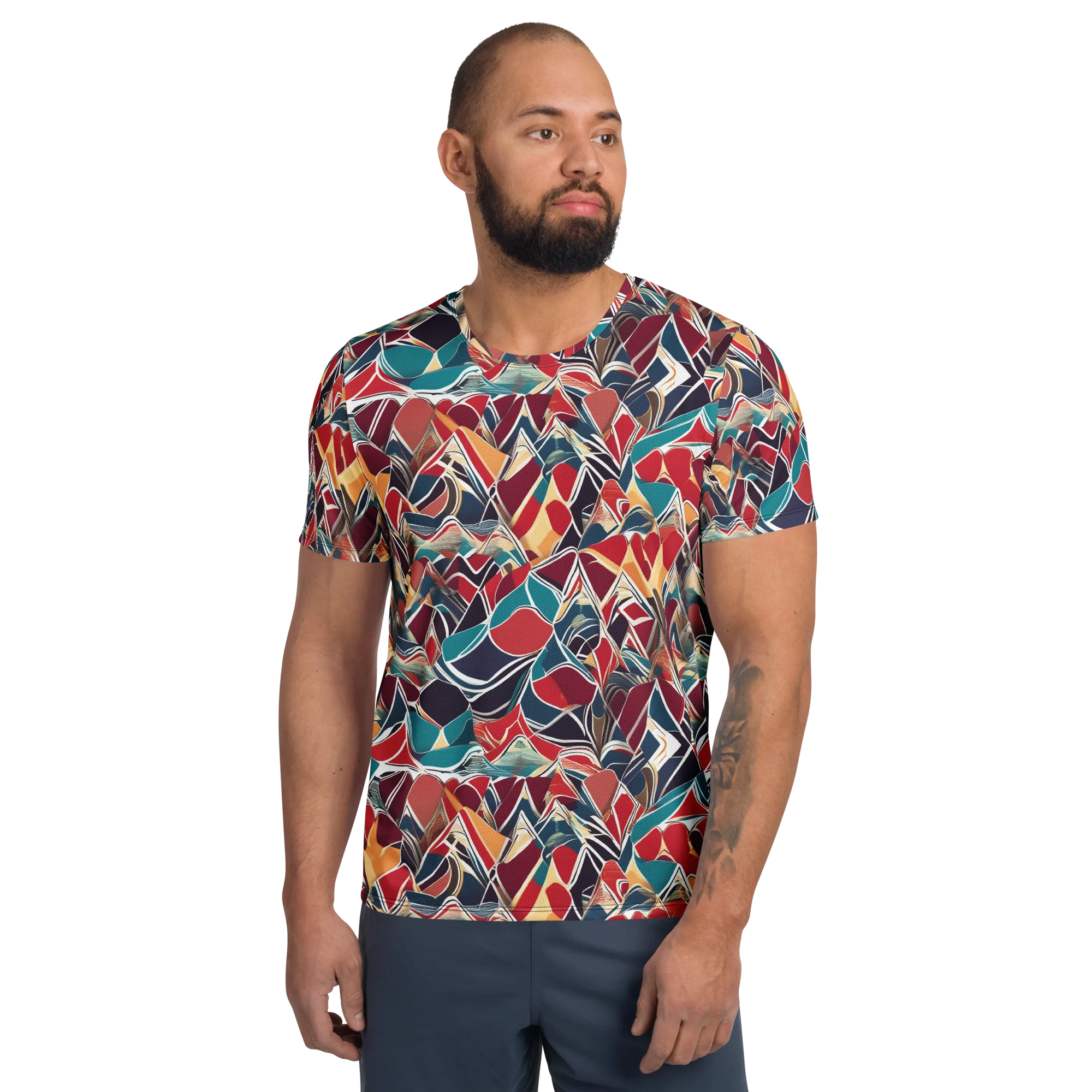 Chromatic Shardwork on Men's Athletic T-Shirt — Front