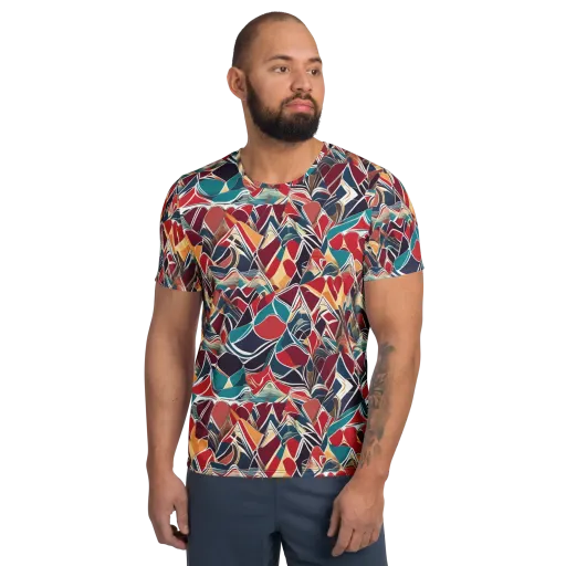 Chromatic Shardwork on a Men's Athletic T-Shirt
