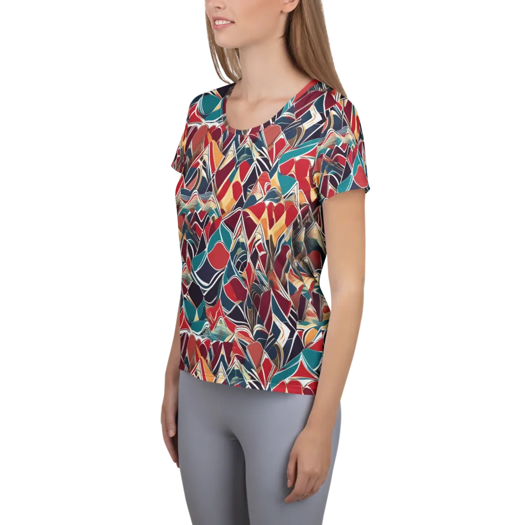 Chromatic Shardwork on Women's Athletic T-Shirt — Left