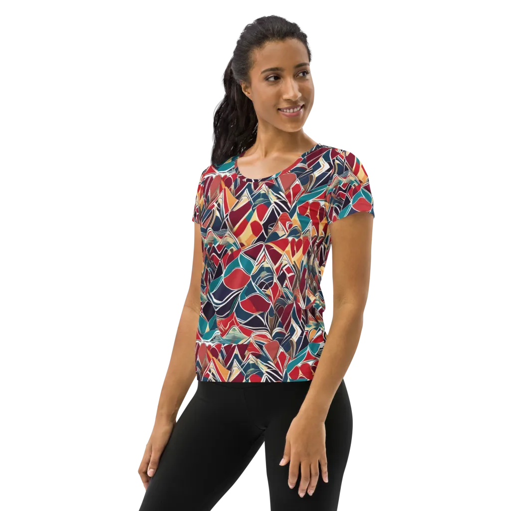 Chromatic Shardwork on Women's Athletic T-Shirt — Left