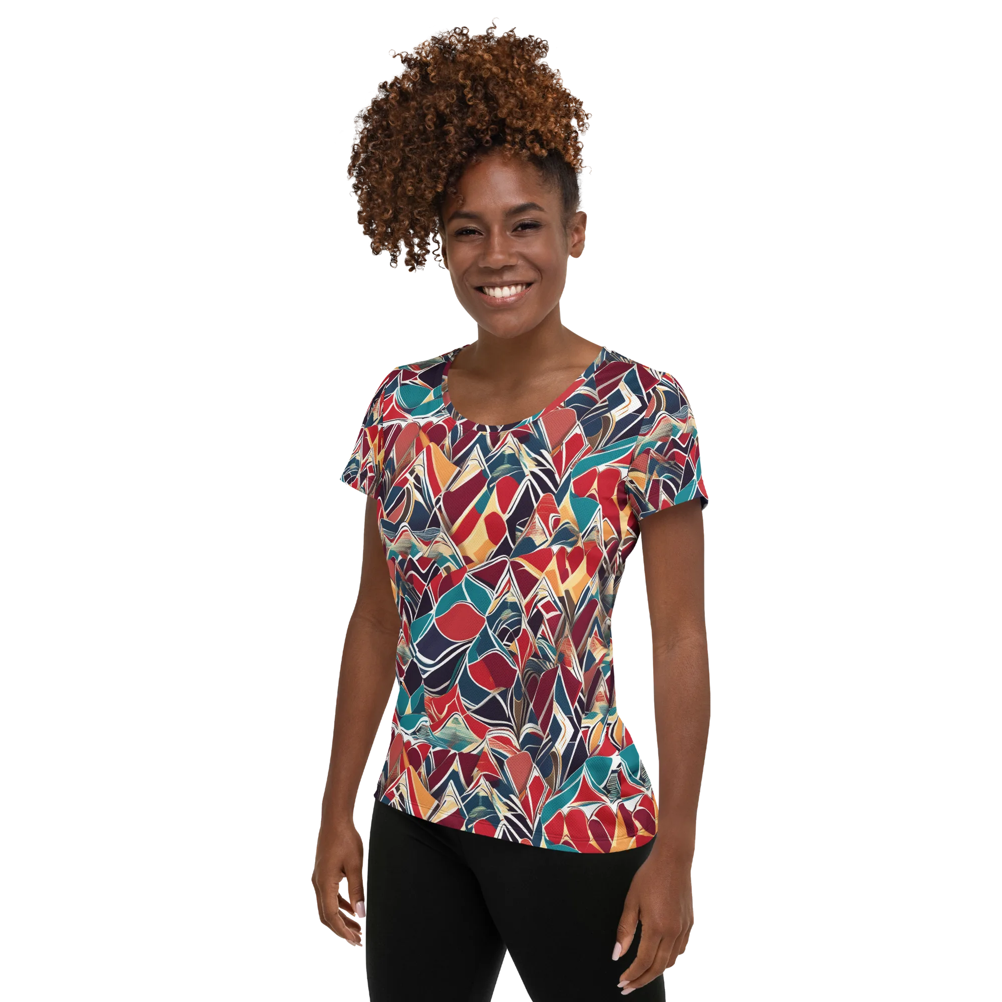 Chromatic Shardwork on Women's Athletic T-Shirt — Left