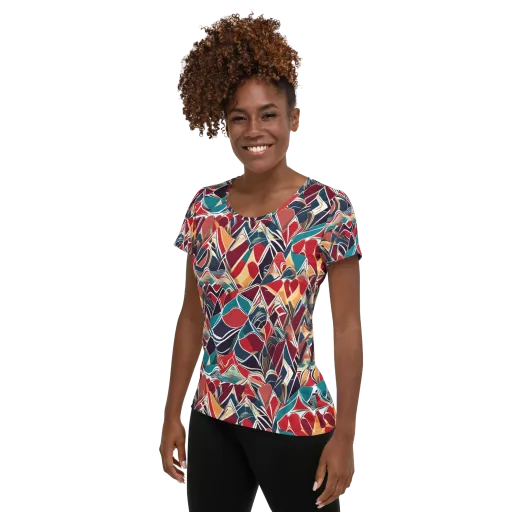Chromatic Shardwork on a Women's Athletic T-Shirt