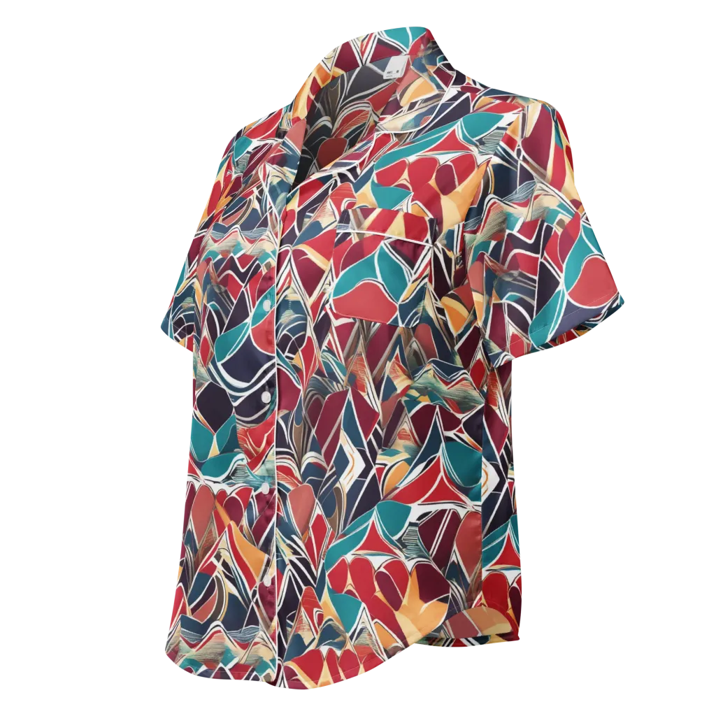 Chromatic Shardwork on Women's Short Sleeve Pajama Top — Left Front