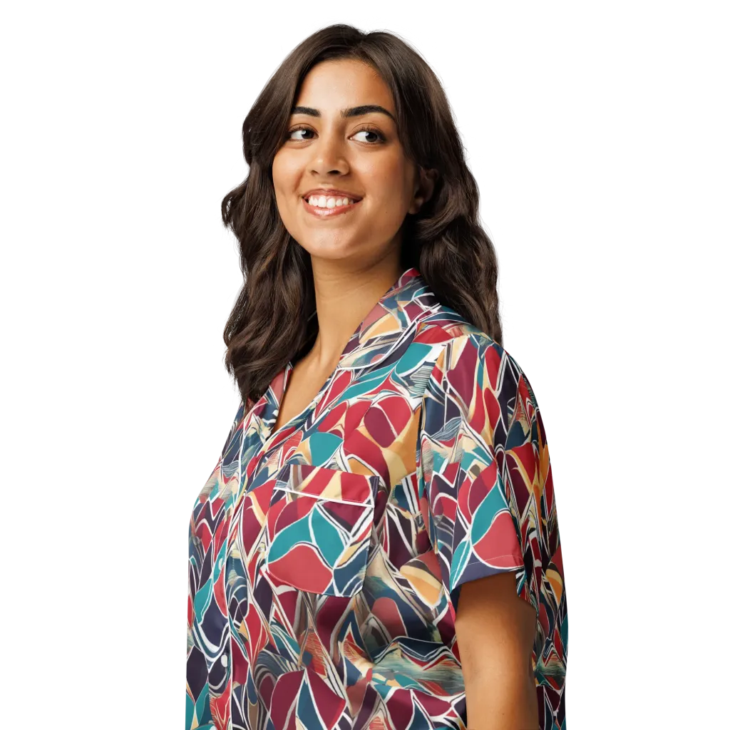 Chromatic Shardwork on Women's Short Sleeve Pajama Top — Left Front