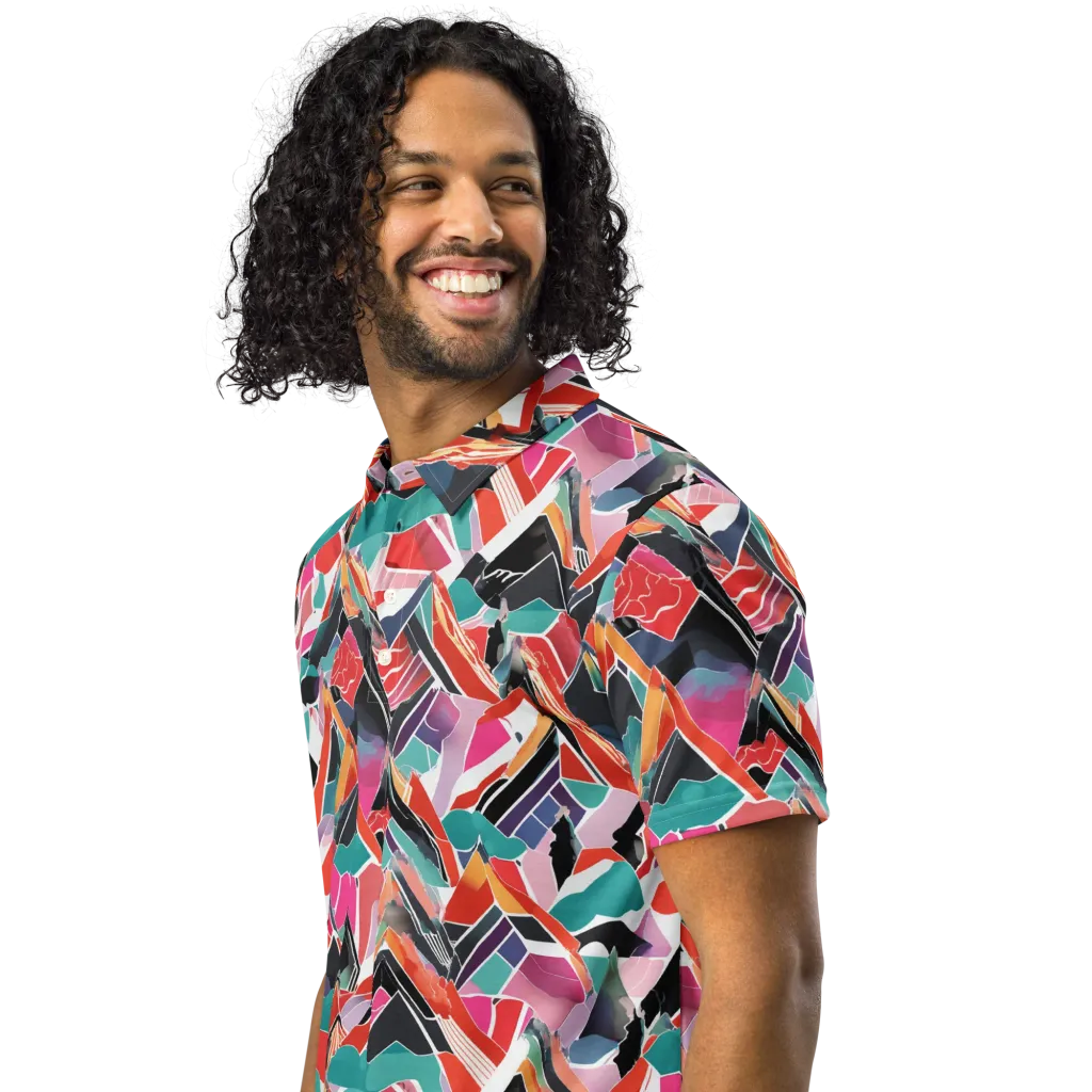 Chromatic Avalanche on Men's Slim Fit Polo Shirt — Left Front