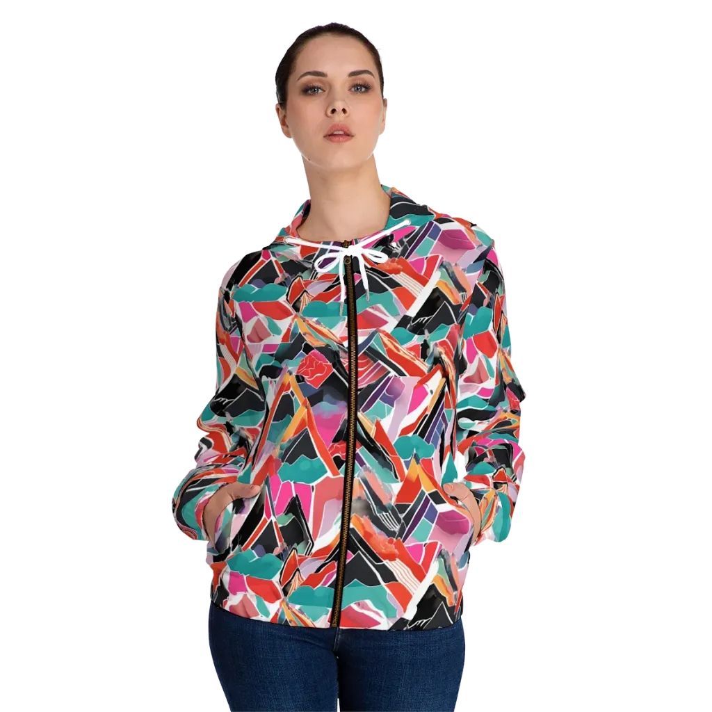 Chromatic Avalanche on Women's Full-Zip Hoodie — Front On Person
