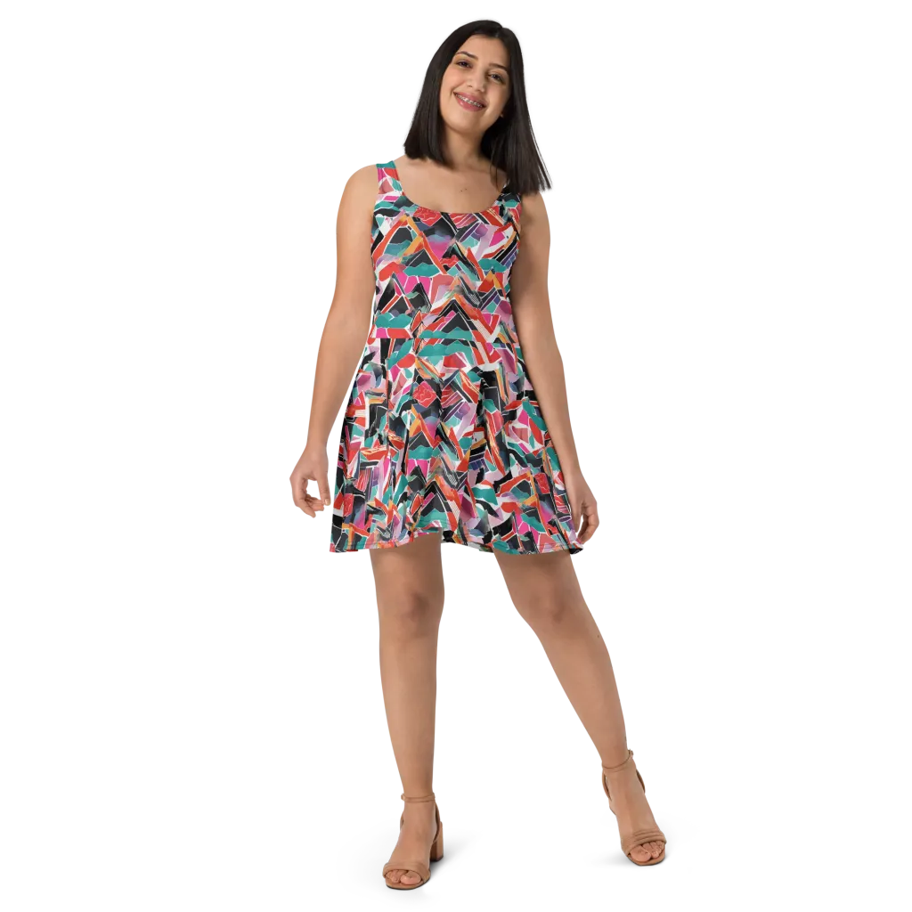 Chromatic Avalanche on Skater Dress — Front