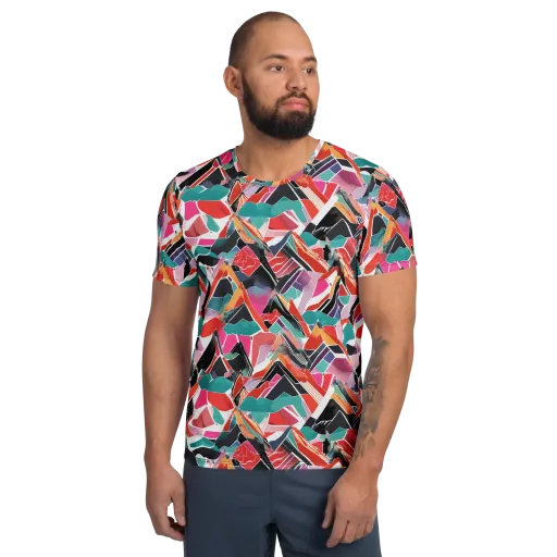 Chromatic Avalanche on a Men's Athletic T-Shirt