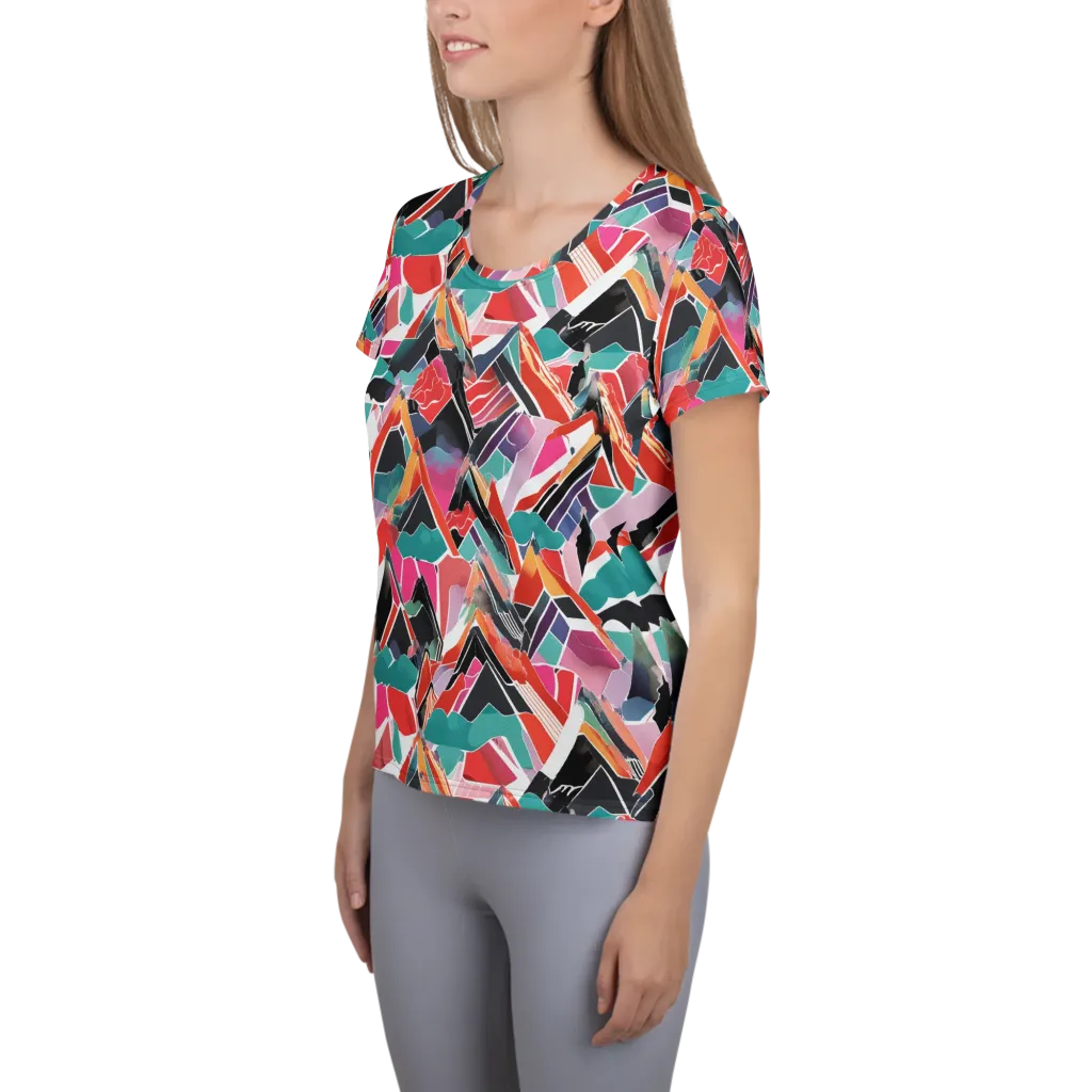 Chromatic Avalanche on Women's Athletic T-Shirt — Left