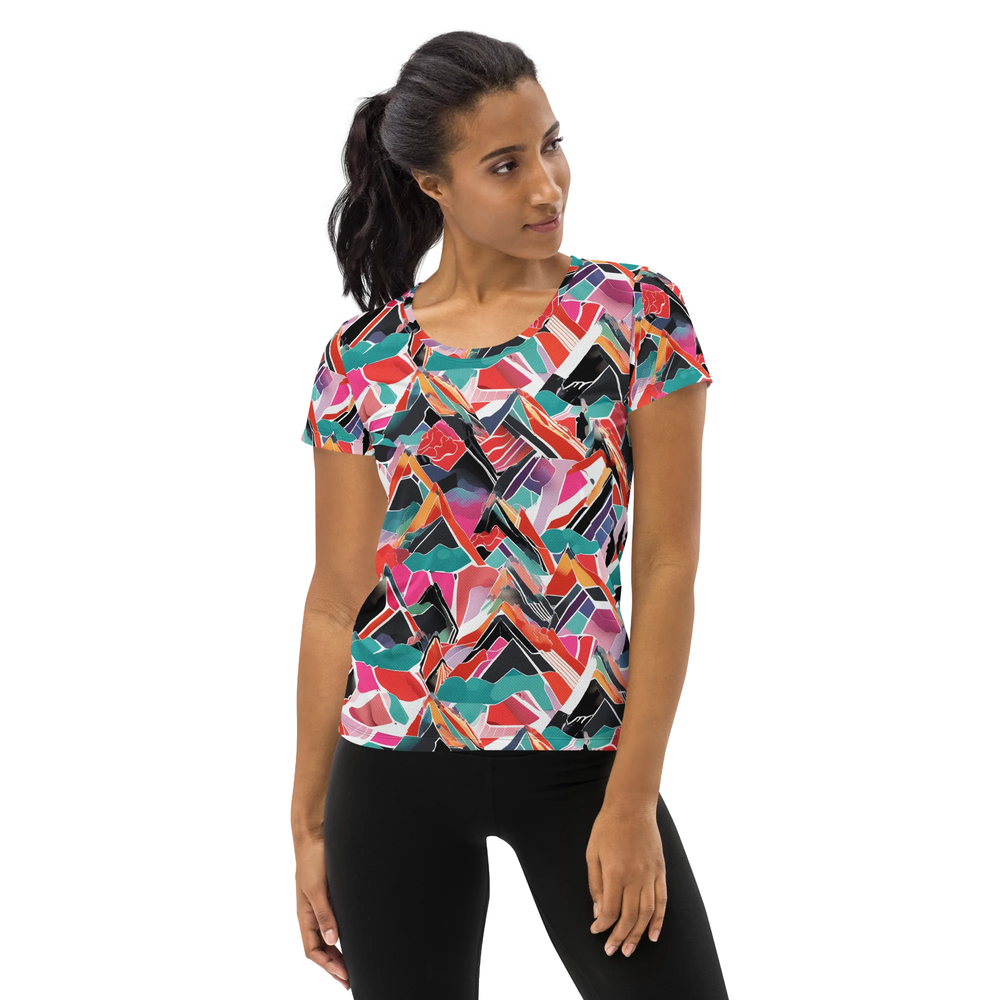 Chromatic Avalanche on Women's Athletic T-Shirt — Front