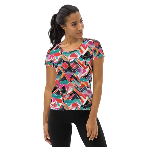 Chromatic Avalanche on a Women's Athletic T-Shirt