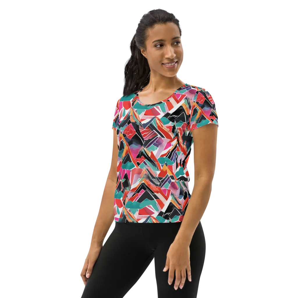 Chromatic Avalanche on Women's Athletic T-Shirt — Left