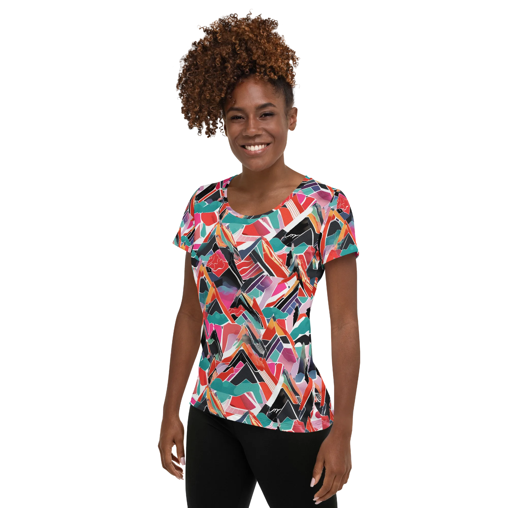 Chromatic Avalanche on Women's Athletic T-Shirt — Left