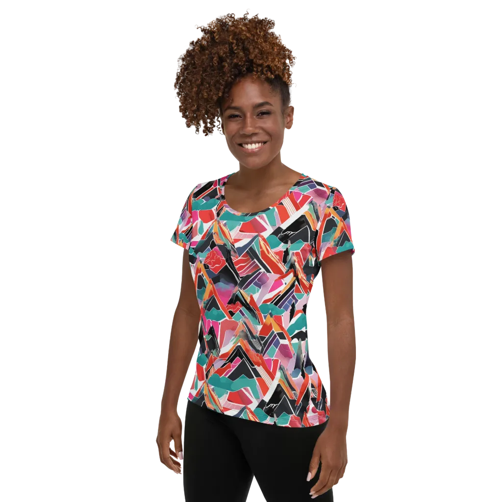 Chromatic Avalanche on Women's Athletic T-Shirt — Left