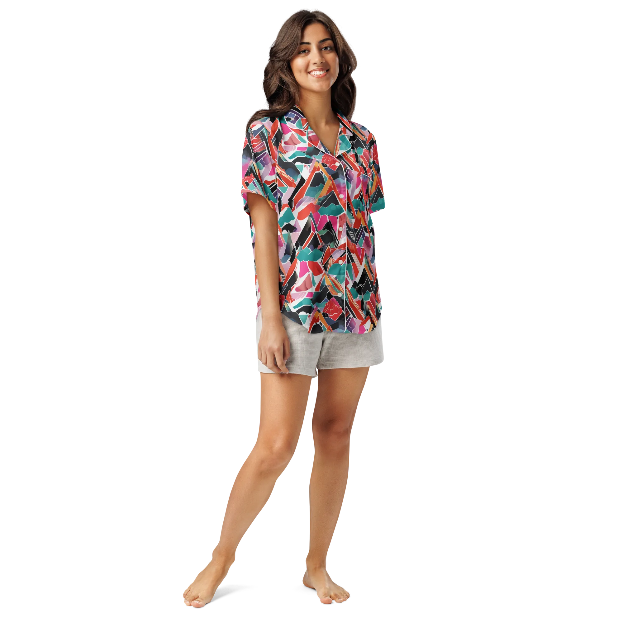 Chromatic Avalanche on Women's Short Sleeve Pajama Top — Front