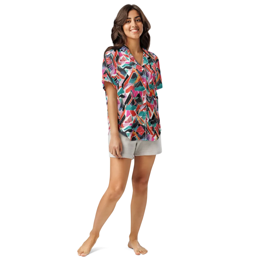 Chromatic Avalanche on Women's Short Sleeve Pajama Top — Front
