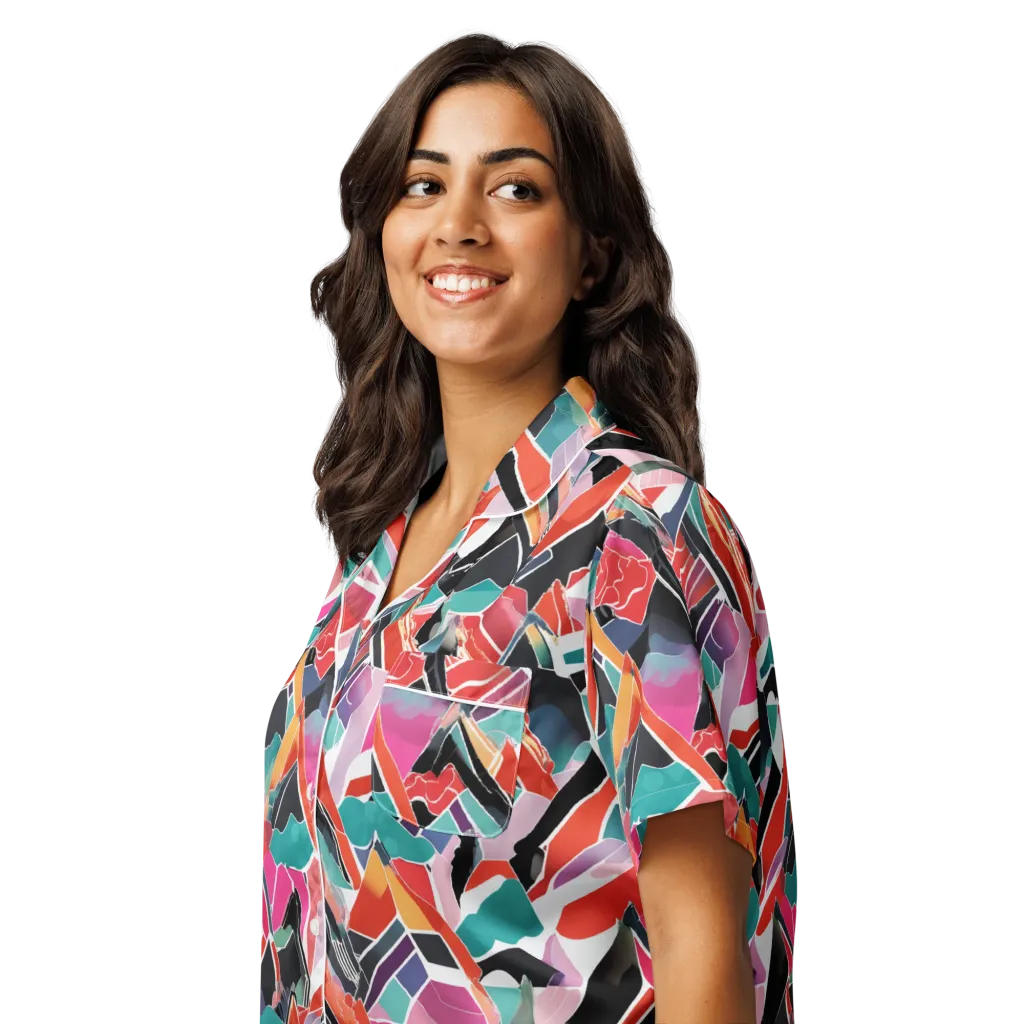 Chromatic Avalanche on Women's Short Sleeve Pajama Top — Left Front