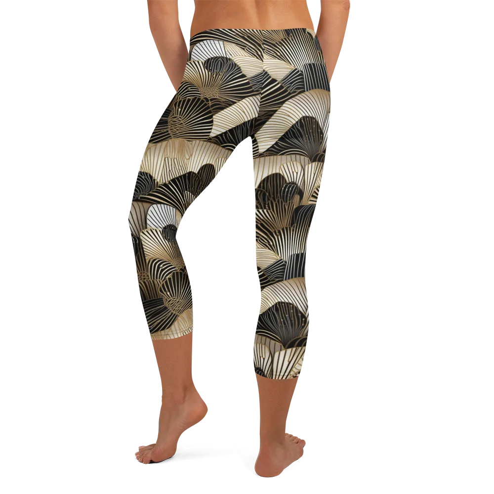 Noir Deco Bloom on Capri Leggings — Back