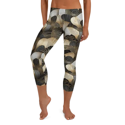 Noir Deco Bloom on a Capri Leggings