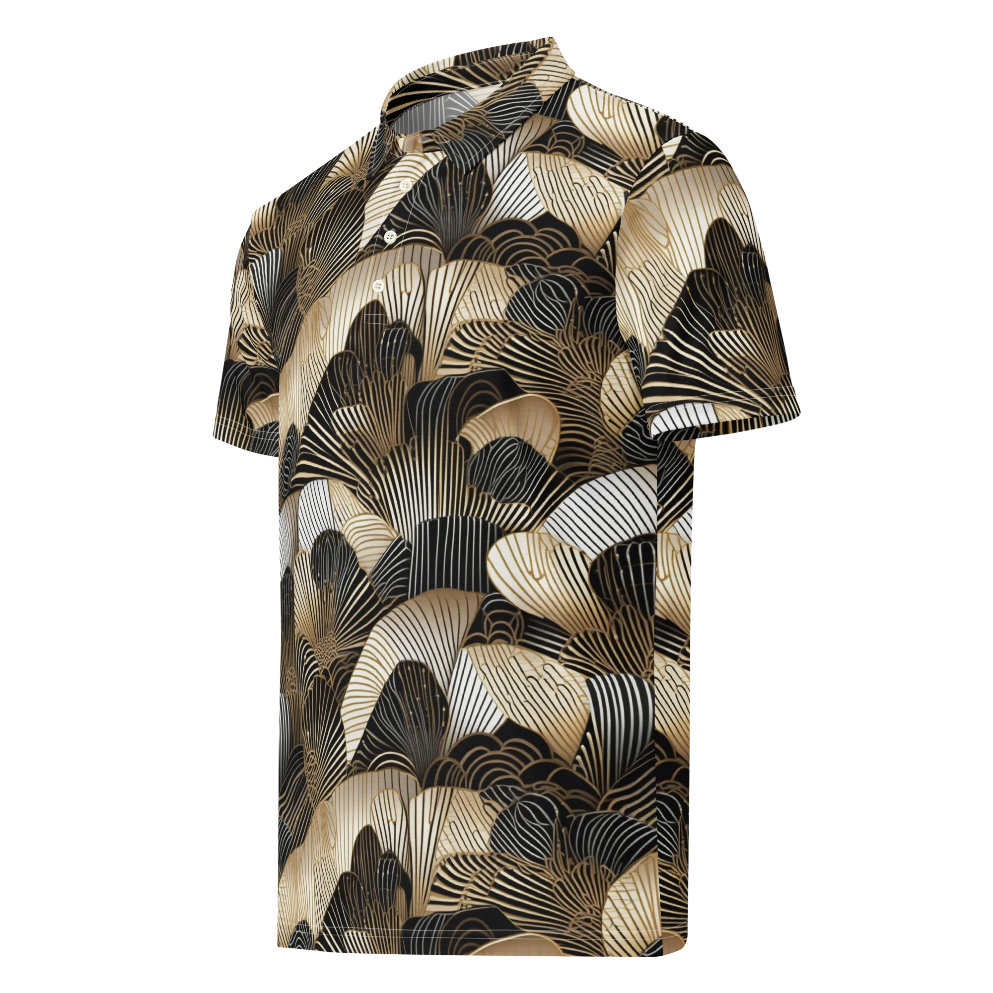 Noir Deco Bloom on Men's Slim Fit Polo Shirt — Left Front