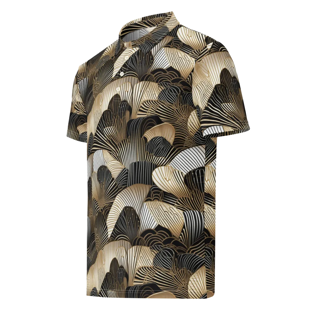 Noir Deco Bloom on Men's Slim Fit Polo Shirt — Left Front
