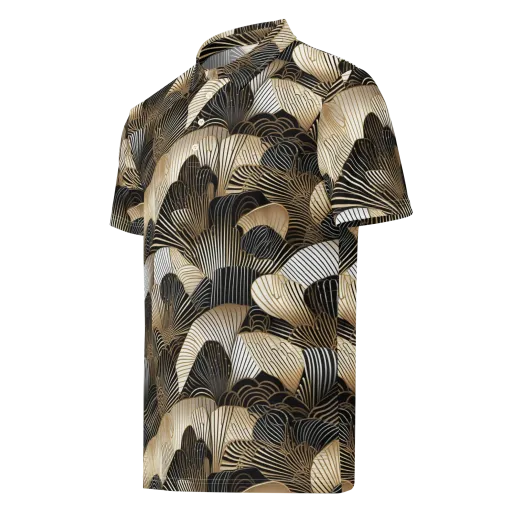 Noir Deco Bloom on a Men's Slim Fit Polo Shirt