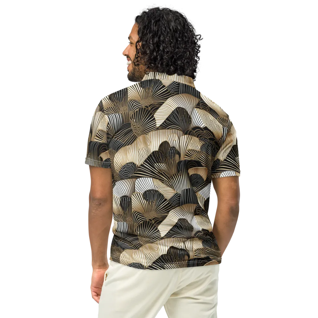 Noir Deco Bloom on Men's Slim Fit Polo Shirt — Back