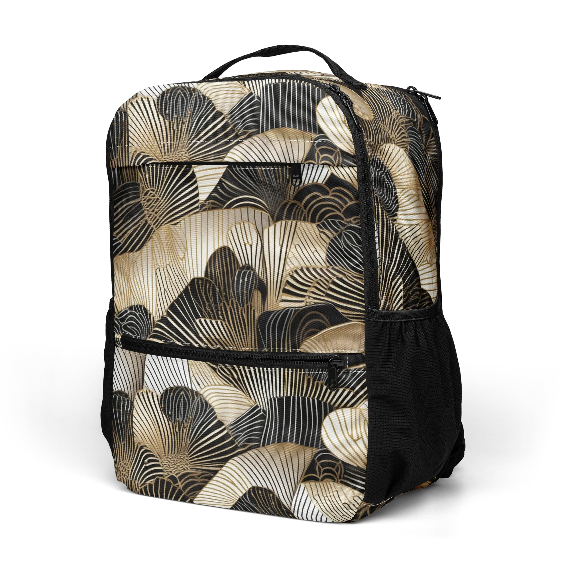 Noir Deco Bloom on Utility Backpack — Left Front