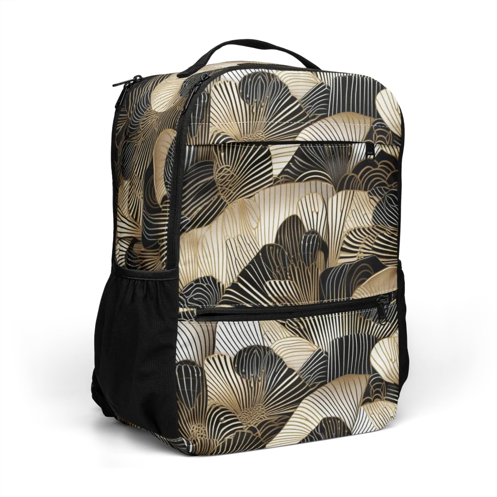 Noir Deco Bloom on Utility Backpack — Right Front