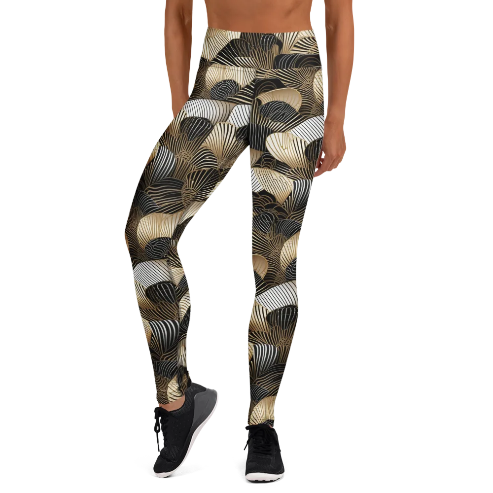 Noir Deco Bloom on Yoga Leggings — Front