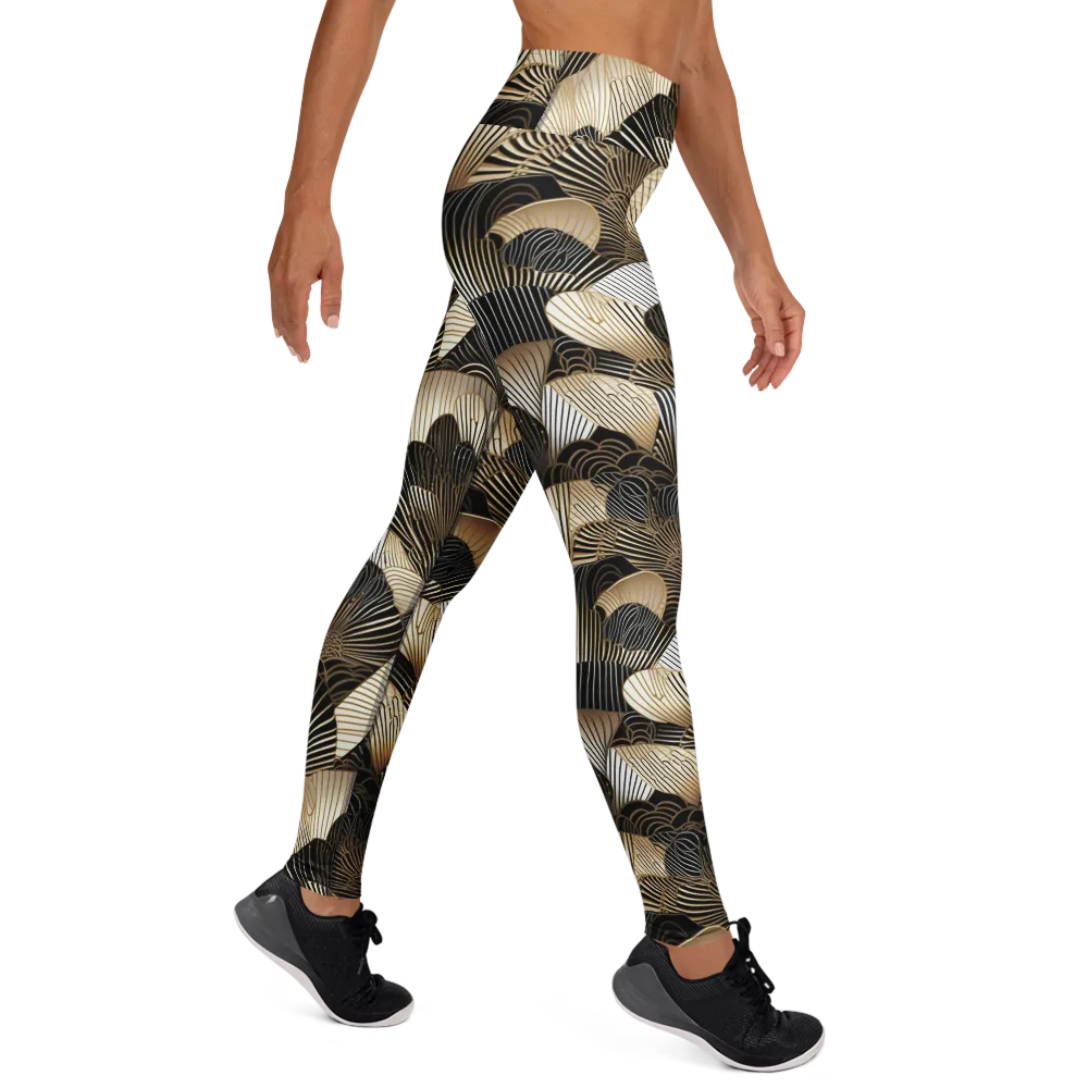 Noir Deco Bloom on Yoga Leggings — Right