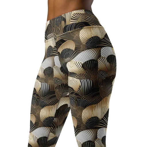 Noir Deco Bloom on a Yoga Leggings