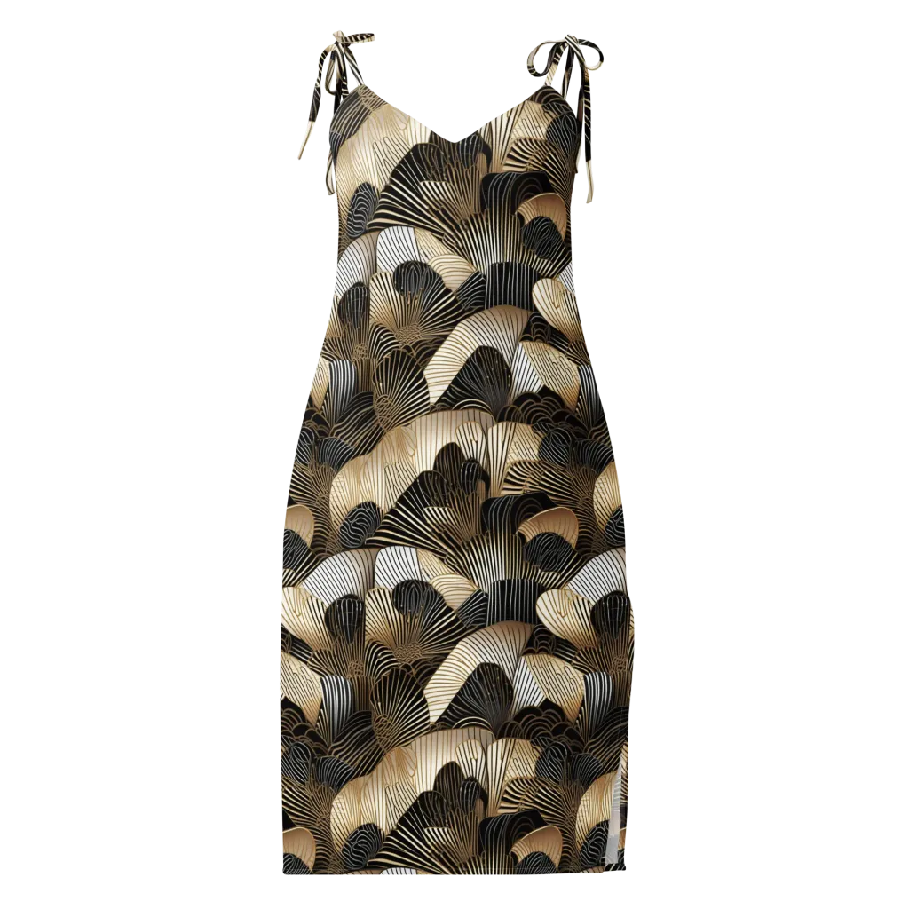 Noir Deco Bloom on Slip Dress — Front
